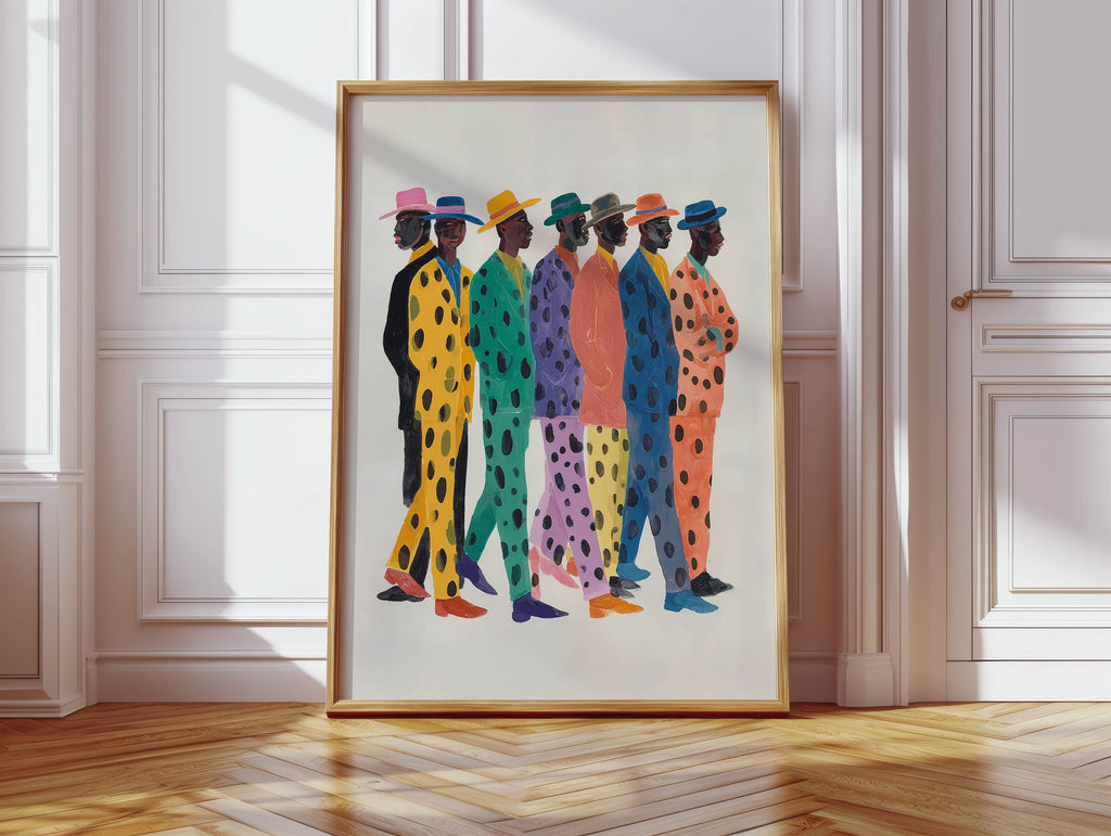 Black Men, Polka Dots Print