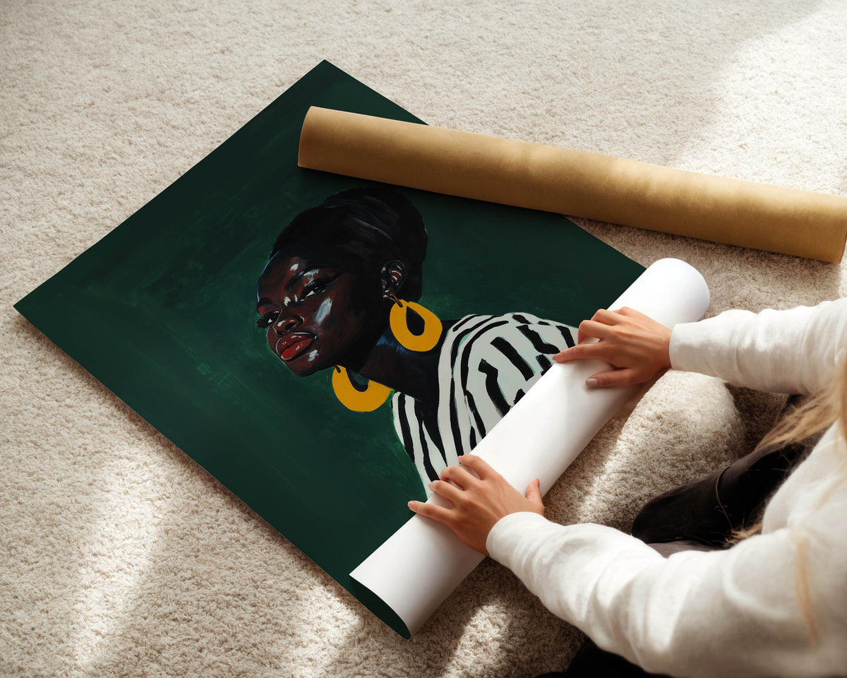 Black Woman, Green Print