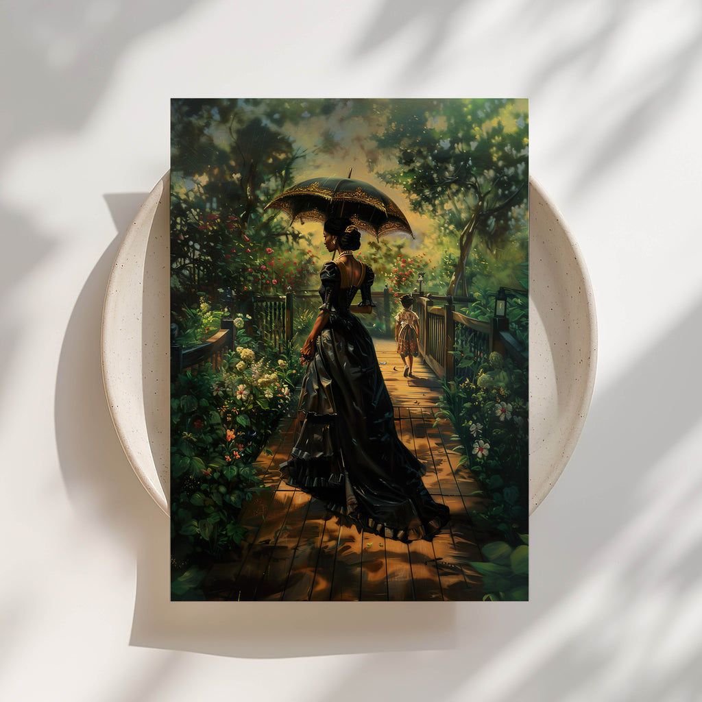 Victorian Stroll Black Woman Print