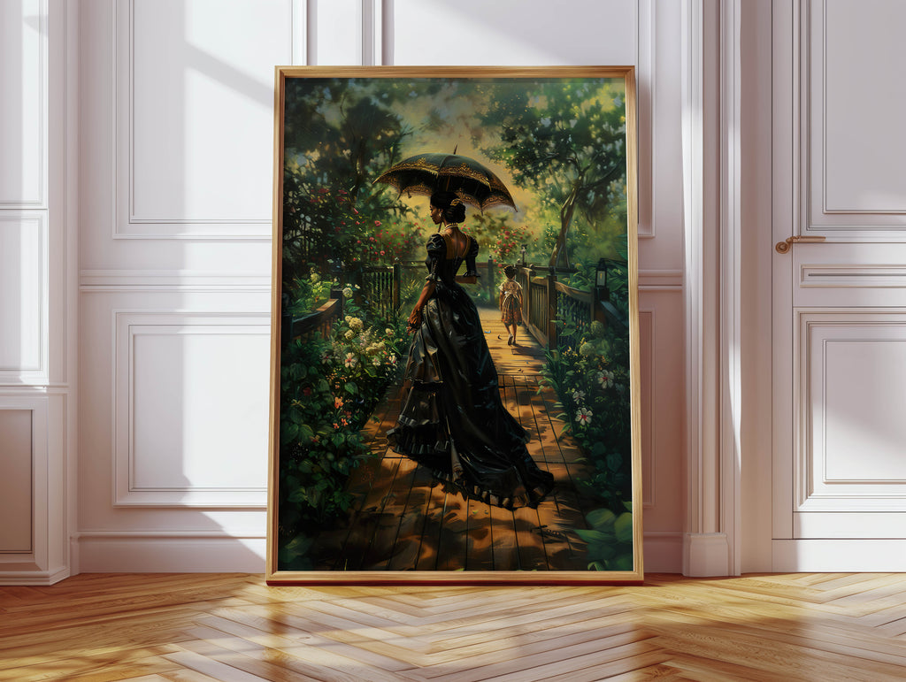 Victorian Stroll Black Woman Print