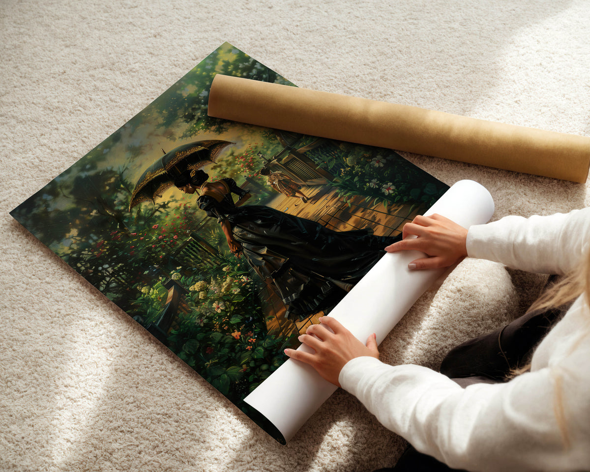 Victorian Stroll Black Woman Print