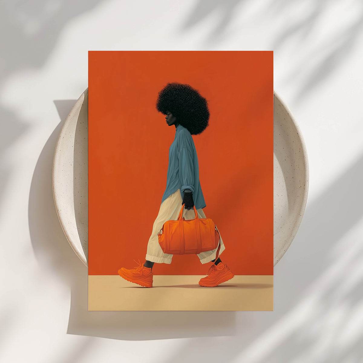Black Woman, Orange Print