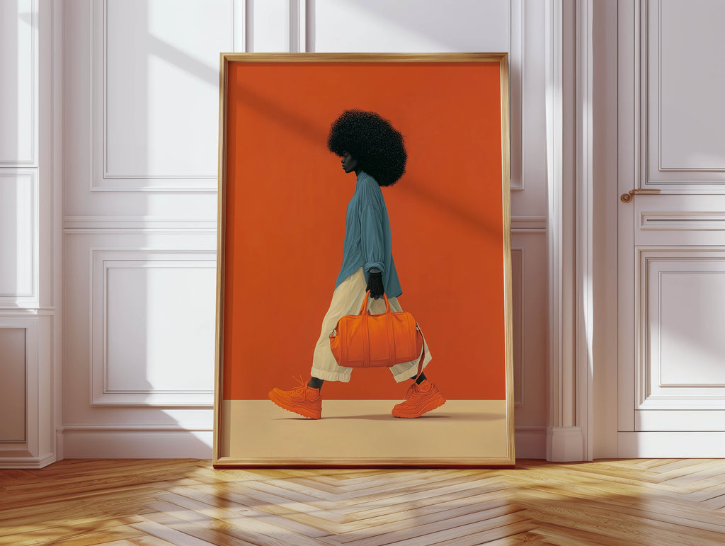 Black Woman, Orange Print