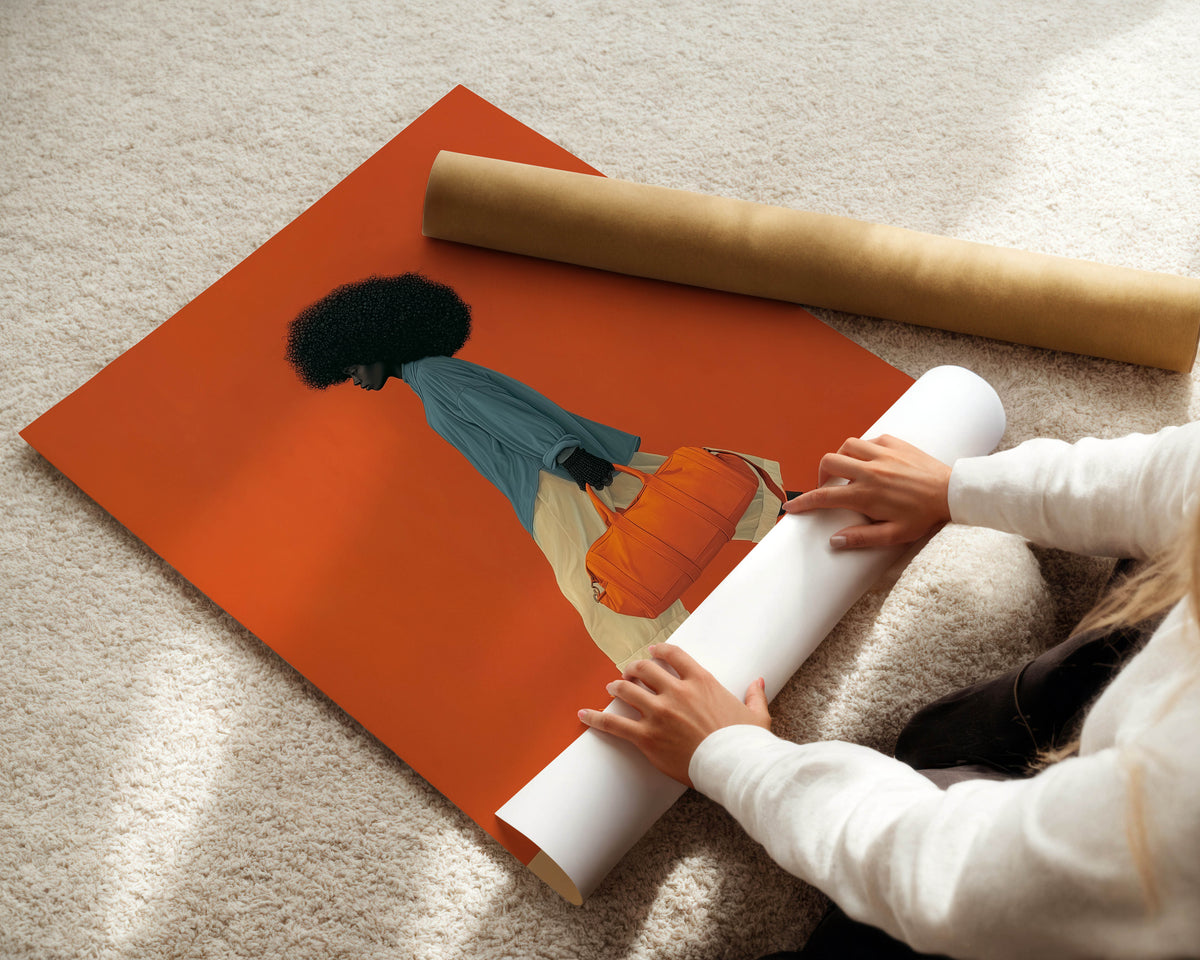 Black Woman, Orange Print