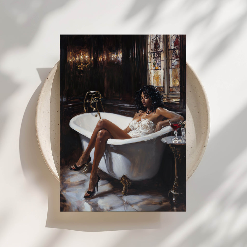 Black Woman Bathtub Print