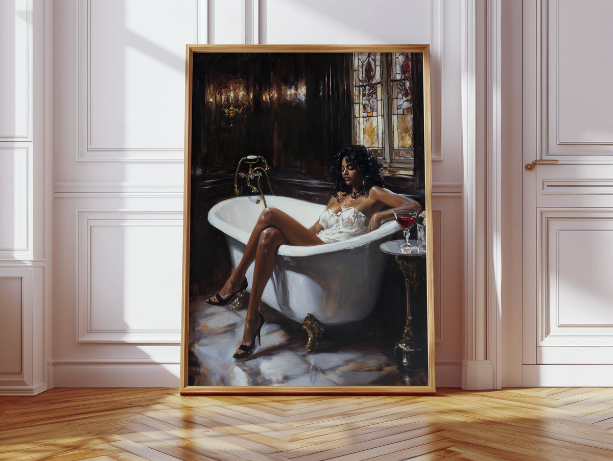 Black Woman Bathtub Print
