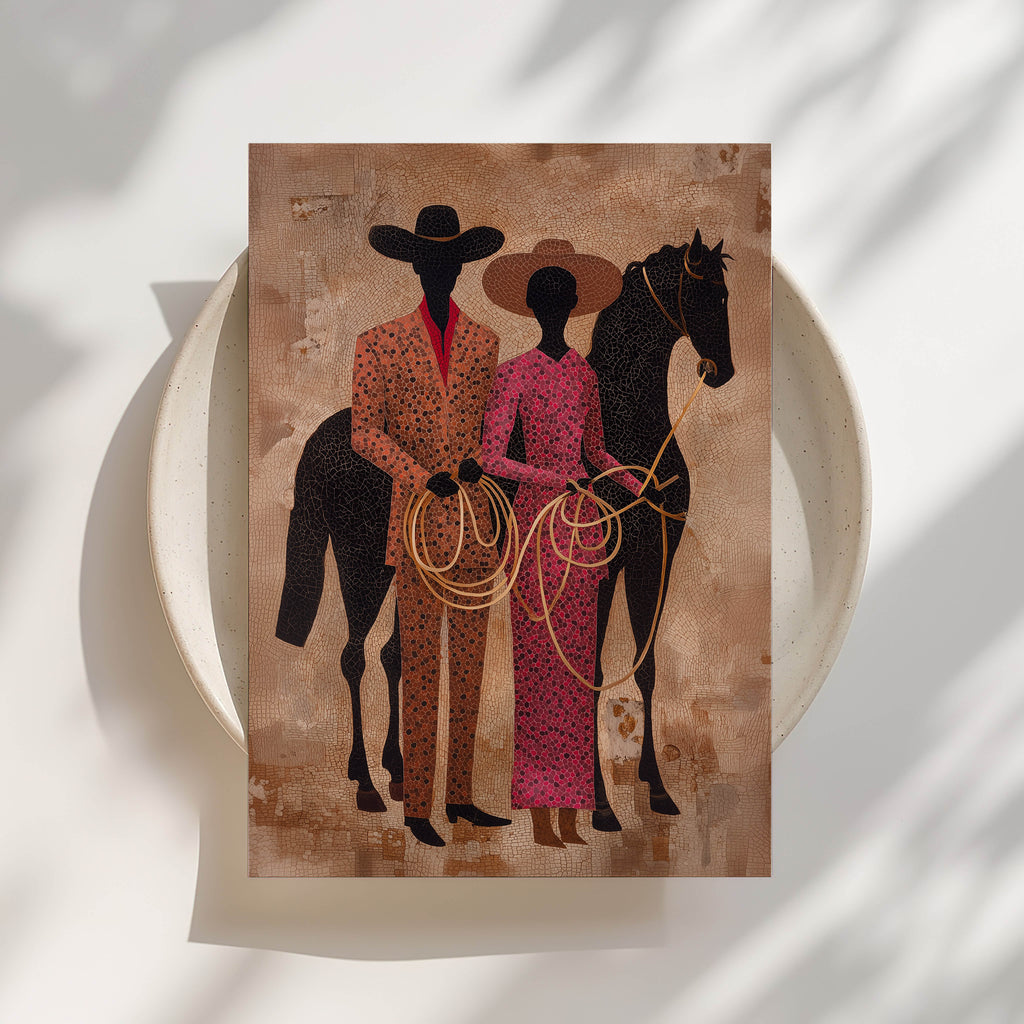 Black Couple, Cowboys Print