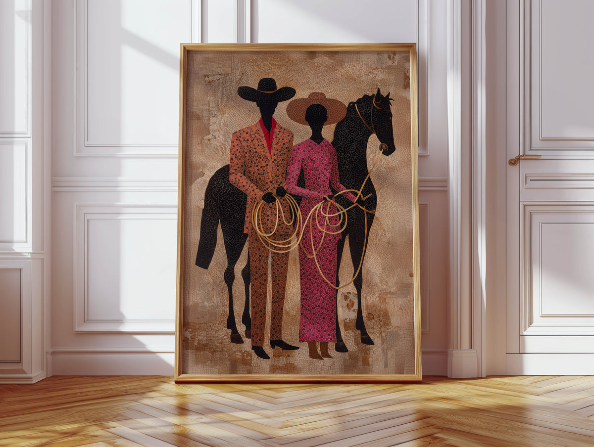 Black Couple, Cowboys Print
