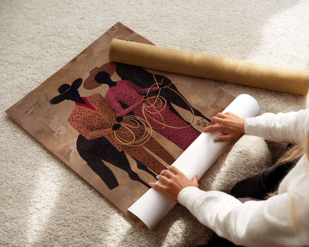 Black Couple, Cowboys Print