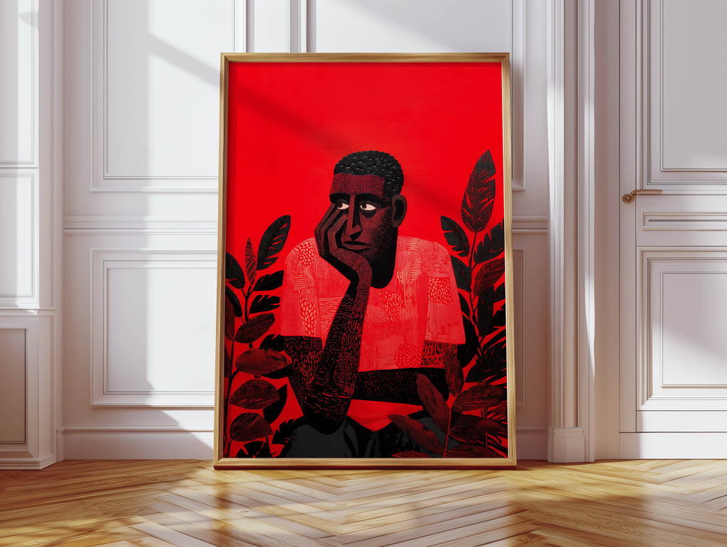 Red Portrait, Black Man Print