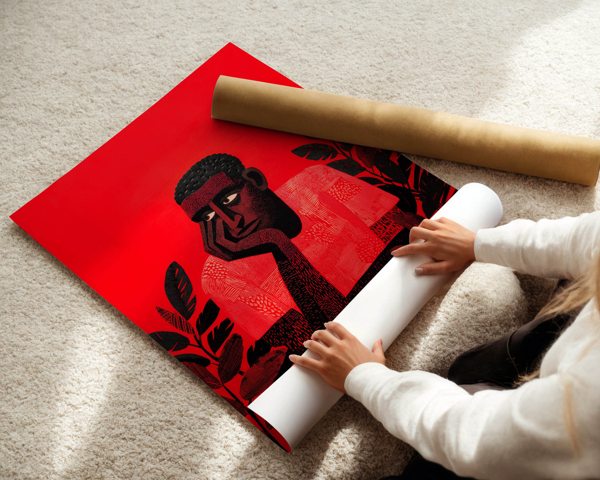 Red Portrait, Black Man Print