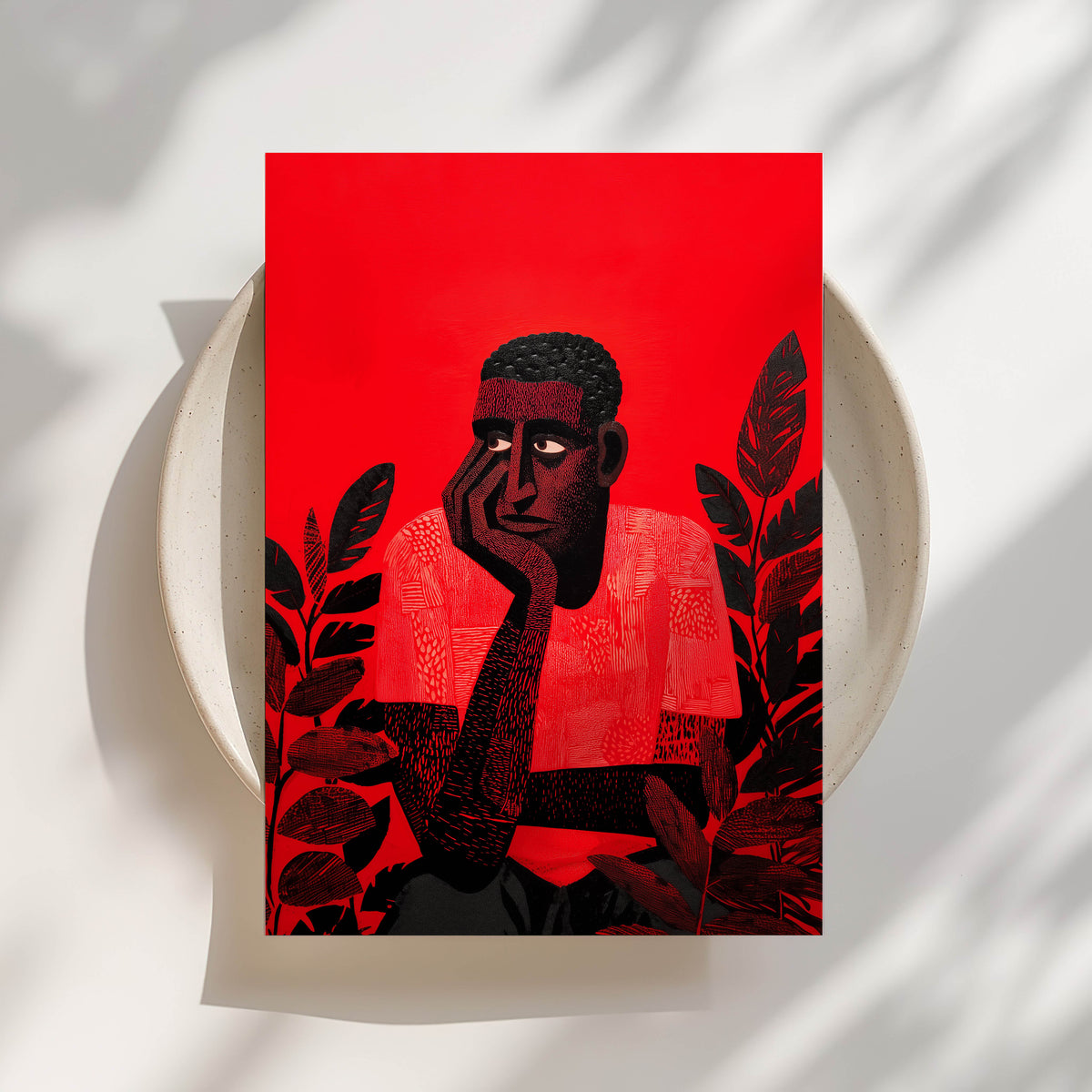 Red Portrait, Black Man Print