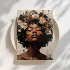 Black Woman, Flower Crown Print
