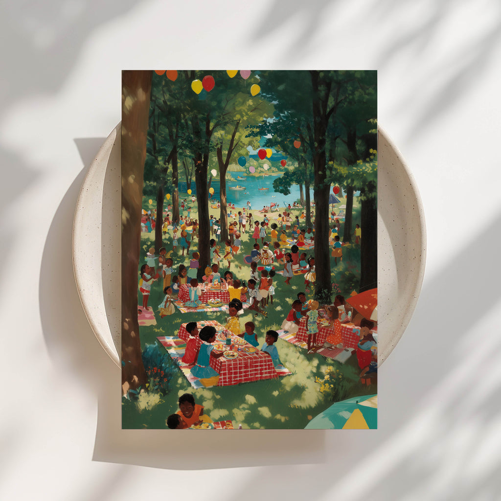 Black Family Picnic Print