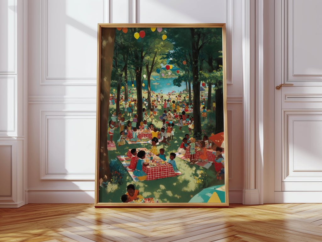 Black Family Picnic Print