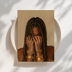 Black Braids & Gold Print