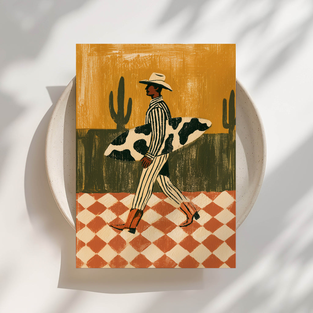 Black Surfer Cowboy Print