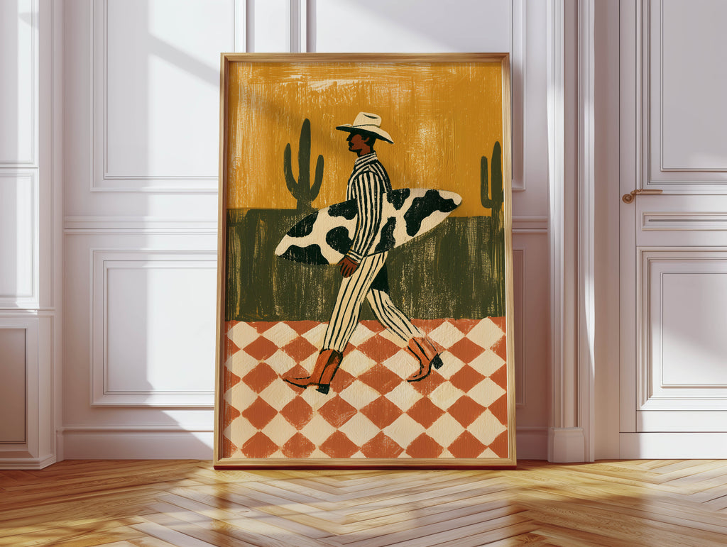 Black Surfer Cowboy Print